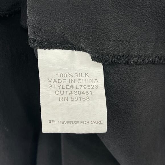 KAREN KANE Tank Top S Silk Crepe de Chine Tiered Ruffle Halter Blouse Black - Picture 9 of 12